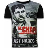 El Chapo Last Narco - Digital Rhinestone T-Shirt - Zwart