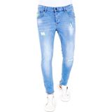Lichtblauwe Jeans Verfspatten  Blauw