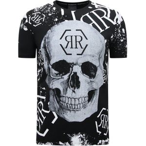 Skull - Rhinestone T-Shirt  Zwart