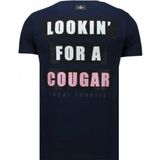 Panther For A Cougar - Rhinestone T-Shirt - Blauw