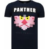 Panther For A Cougar - Rhinestone T-Shirt - Blauw