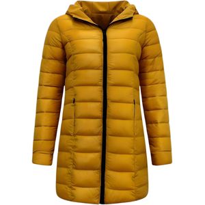 Puffer Jas Dames Parka - Dubbelzijdig - Slim Fit - Geel