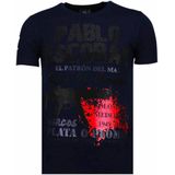 Pablo Escobar Narcos - Rhinestone T-Shirt - ZwartNavy