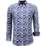 Trendy Overhemden Heren - Digitale Print  Blauw