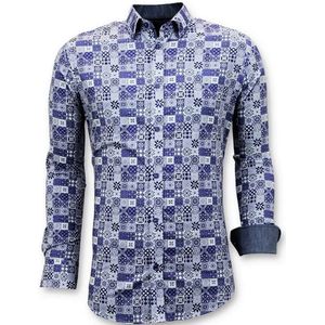 Trendy Overhemden Heren - Digitale Print  Blauw
