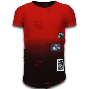 Pictured Flare Effect T-Shirt - Long FiT-Shirt Dual Ed - Rood