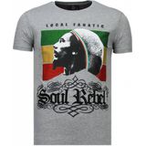 Soul Rebel Bob Marley - Rhinestone T-Shirt - Grijs