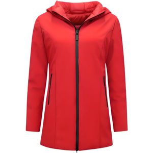 Double Face Dames Jassen Parka - Slim Fit - Rood