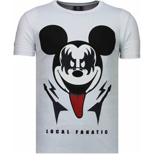 Kiss My Mickey - Rhinestone T-Shirt - Wit