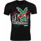 T-Shirt - I Love Suriname - Zwart