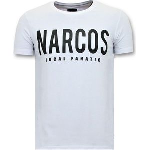 T-Shirt Heren Opdruk - Narcos Pablo Escobar - Wit