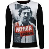 El Patron Escobar - Digital Rhinestone Sweater - Zwart