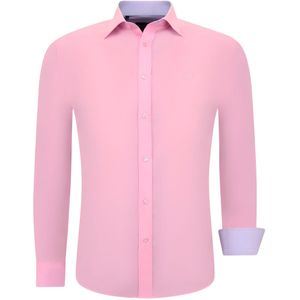 Heren Overhemden Italiaans - Blanco Blouse  Roze