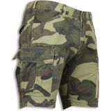 Korte Broeken Heren - Slim Fit Camouflage Shorts - Licht Groen