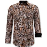 Tijgerprint Blouse Heren  Bruin