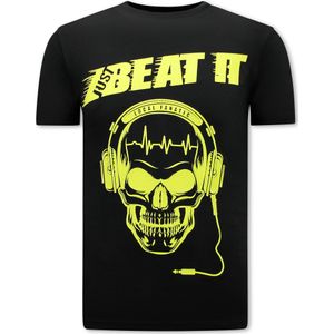 Just Beat It Print Heren T-Shirt - Zwart