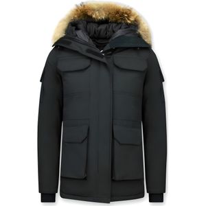 Parka Jas Dames - Bontkraag - Zwart