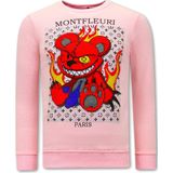 Heren Sweater Print - Monster Teddy Bear -  - Roze