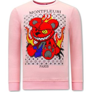 Heren Sweater Print - Monster Teddy Bear -  - Roze