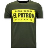 Heren T-Shirt Print - Pablo Escobar El Patron - Groen