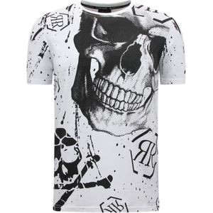 Skull - Rhinestone T-Shirt  Wit