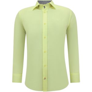 Nette Overhemd Heren - Slim Fit Blouse Stretch - Geel