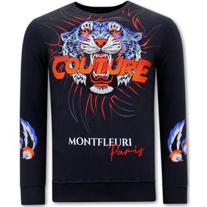 Heren Sweater Print - Tiger Couture  Blauw