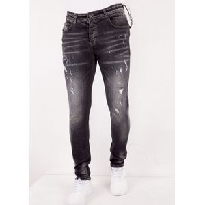 Stonewashed Slim-fit Heren Jeans Stretch -DC-- Zwart