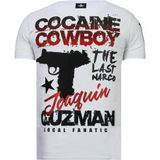 Cocaine Cowboy - Rhinestone T-Shirt - Wit
