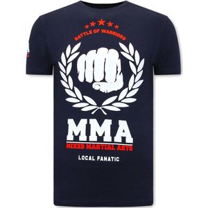 T-Shirt Heren Opdruk - MMA Fighter - Blauw