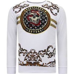 Heren Sweater Print - Snake Skull  Wit