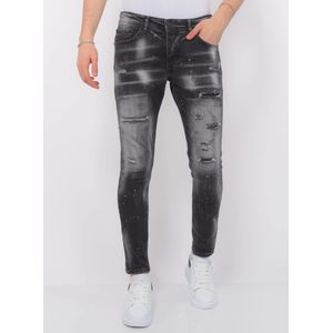 Distressed Jeans Stonewash Heren - Slim Fit -- Zwart