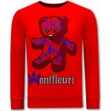 Heren Sweater Print Teddy Bear -  - Rood