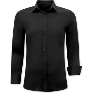 Heren Blanco Overhemden Italiaans - Slim Fit  Zwart