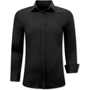 Heren Blanco Overhemden Italiaans - Slim Fit  Zwart