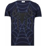 The Beast Spider - Rhinestone T-Shirt - Navy