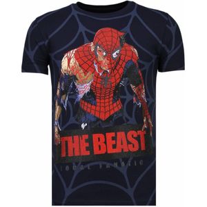The Beast Spider - Rhinestone T-Shirt - Navy