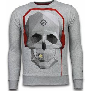 Skull Beat - Rhinestone Sweater - Grijs