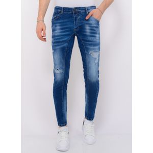 Distressed Ripped Jeans Heren - Slim Fit -- Blauw