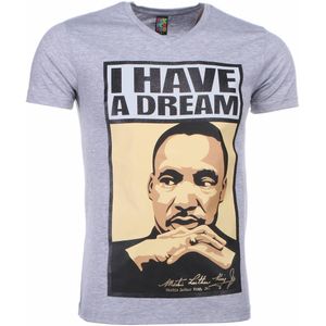 T-Shirt - Martin Luther King I Have A Dream Print - Grijs
