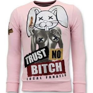 Sweater Heren - Trust No Bitch - Roze