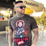 T-Shirt Mannen - Bloody Chucky Angry Print - Groen