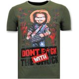 T-Shirt Mannen - Bloody Chucky Angry Print - Groen