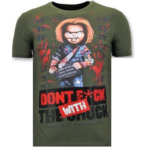 T-Shirt Mannen - Bloody Chucky Angry Print - Groen