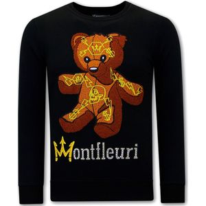 Heren Sweater Print Teddy Bear -  - Zwart