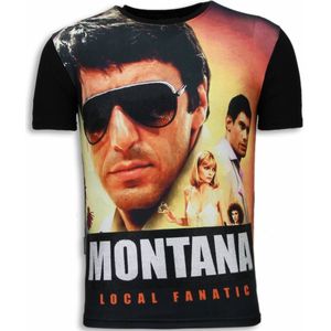 Tony Montana - Digital Rhinestone T-Shirt - Zwart