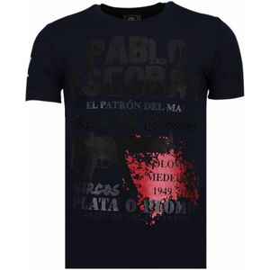 Pablo Escobar Narcos - Rhinestone T-Shirt - Blauw