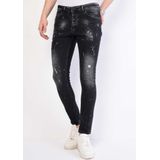 Heren Slim Fit Jeans Scheuren -  - Grijs