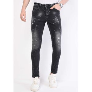 Heren Slim Fit Jeans Scheuren -  - Grijs