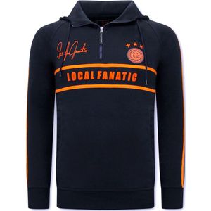 Heren Training Sweater - Double Line Signed - Blauw Oranje